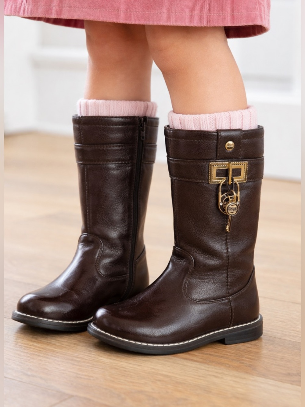 KORS Michael Kors lil Nina girl’s brown dude zip boots size 7